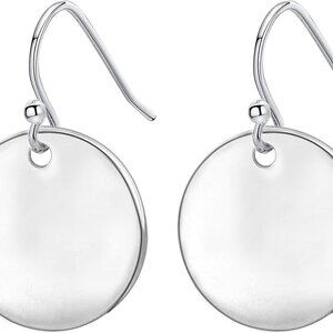 Gold Circle Disc Dangle Drop Earrings for Women Lightweight Small Round Hoop Sta